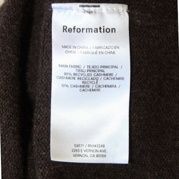 Reformation Cashmere Sweater Women's XS Pullover Crewneck Soft Lightweight Brown - Picture 7 of 7
